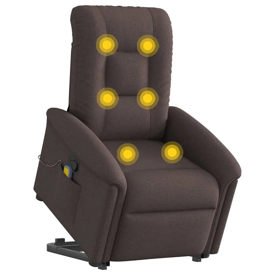 Fauteuil inclinable de massage Marron foncé Tissu - 2