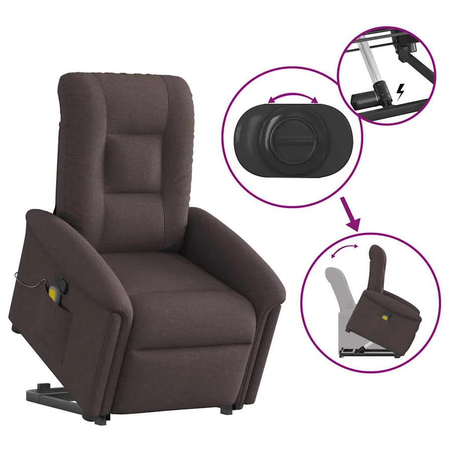 Fauteuil inclinable de massage Marron foncé Tissu - 9