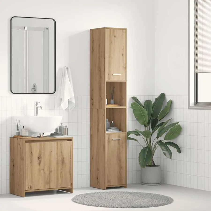 Armoire de salle de bain chêne artisanal 30x30x183,5 cm - 3