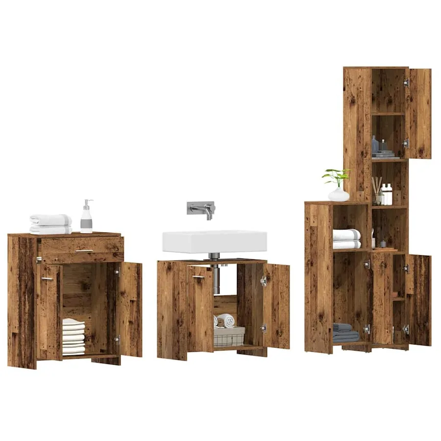 Ensemble de meubles salle de bain 4 pcs bois d'ingénierie - 3