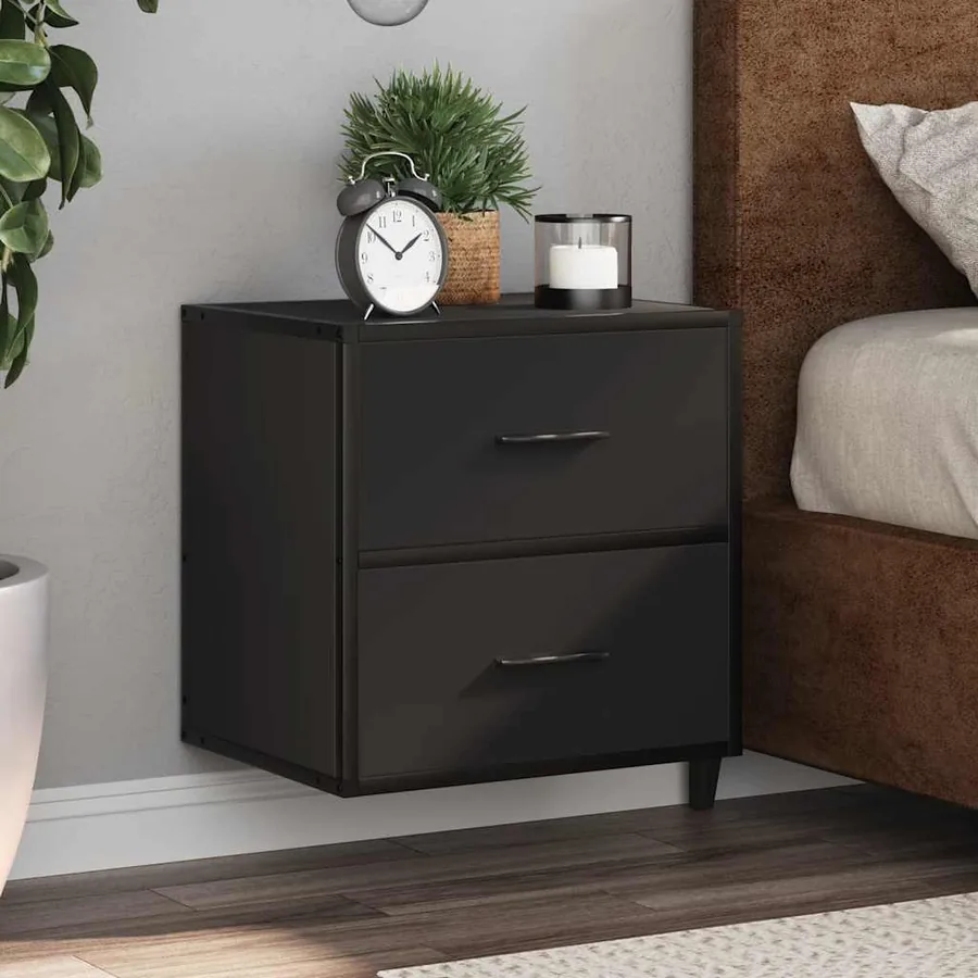 Tables de chevet murales 2 pcs noir 40x31x39,5 cm