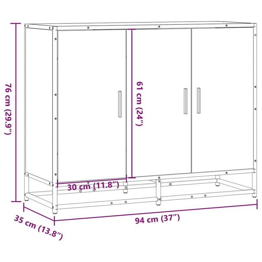 Buffet chêne fumé 94x35x76 cm bois d'ingénierie - 10
