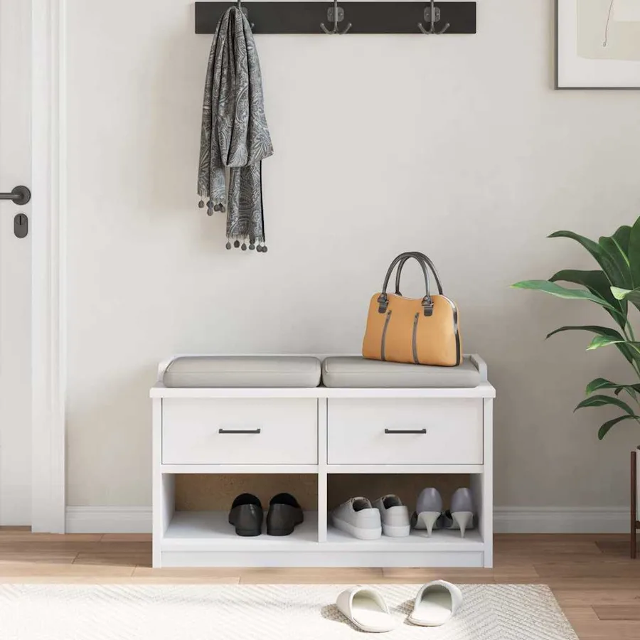 Banc de couloir SANDNES blanc 87x40x50 cm bois de pin massif - 4