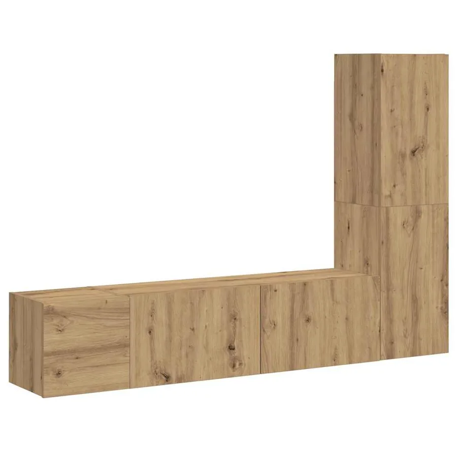 Meubles TV muraux 3 pcs chêne artisanal bois d'ingénierie - 2