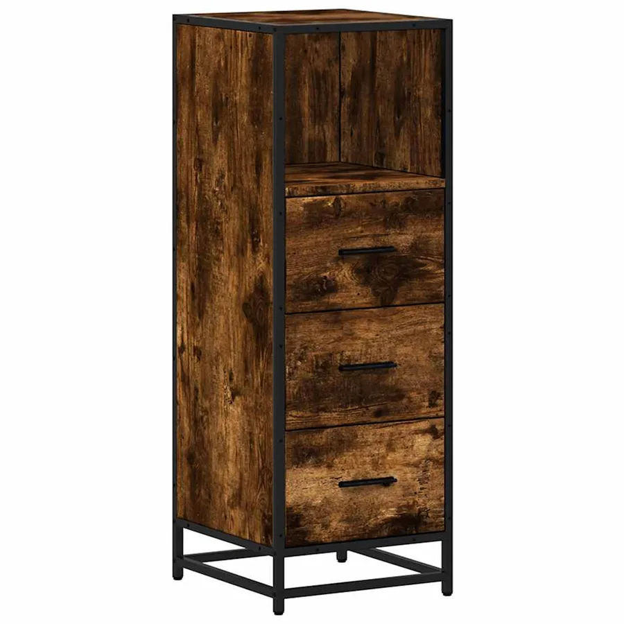 Armoire de bain chêne fumé 35x37,5x100cm bois d'ingénierie - 2