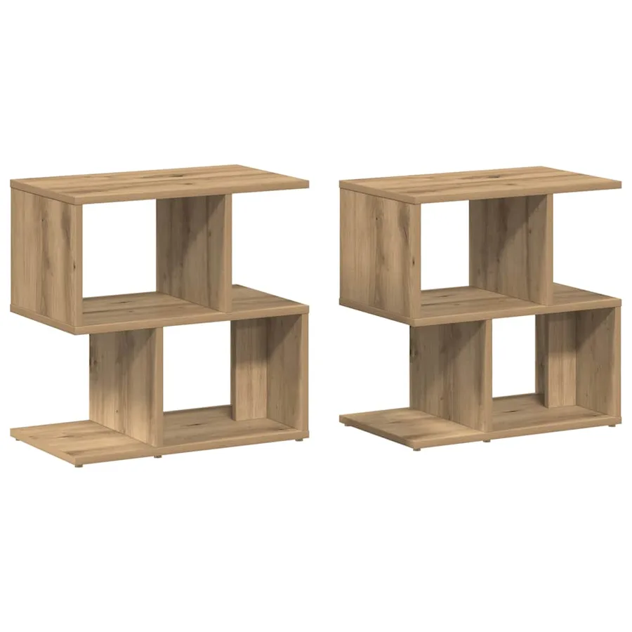 Tables de chevet 2 pcs chêne artisanal bois d'ingénierie - 2