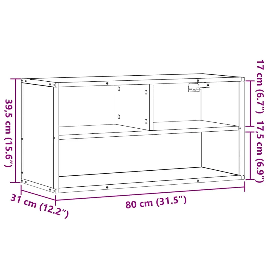 Meuble TV noir 80x31x39,5 cm bois d'ingénierie et métal - 11