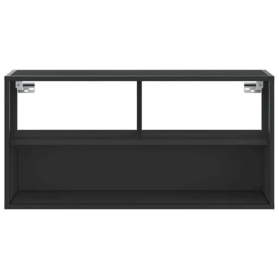 Meuble TV noir 80x31x39,5 cm bois d'ingénierie et métal - 4