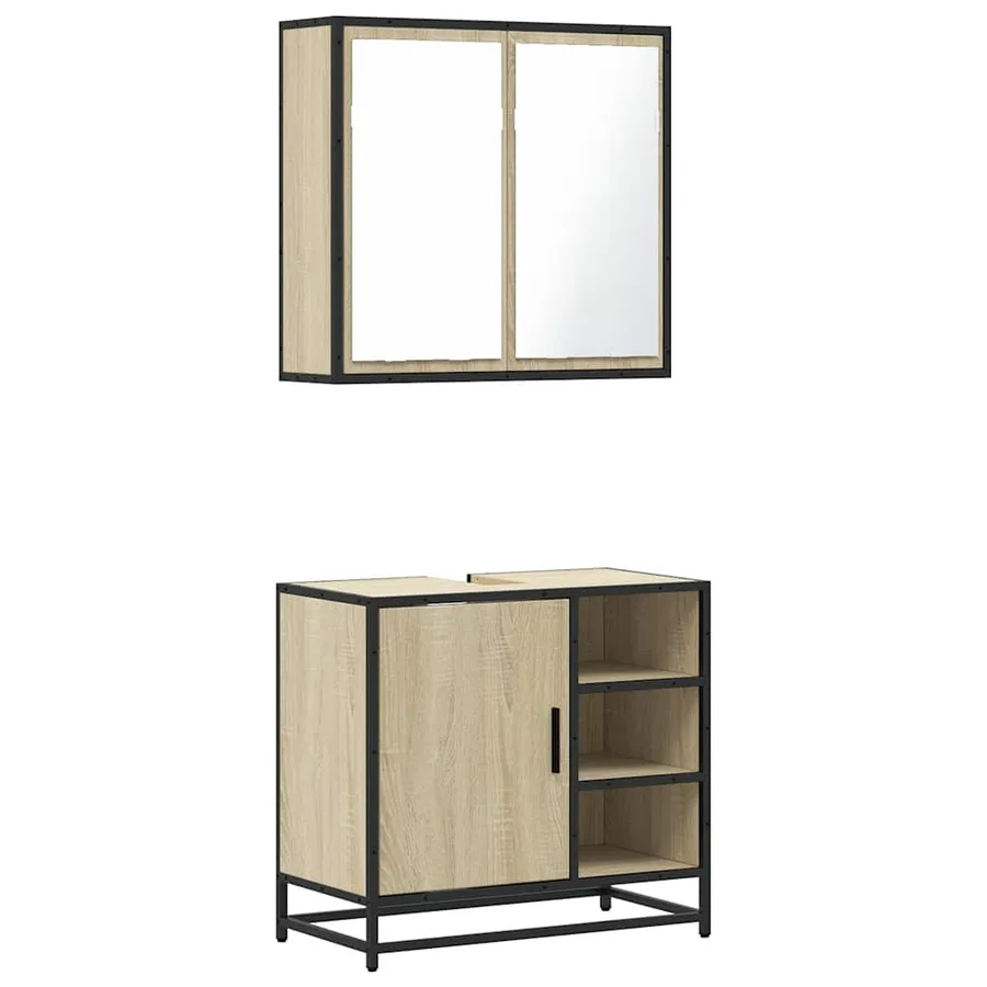 Ensemble de meubles de salle de bain 2 pcs chêne sonoma - 2