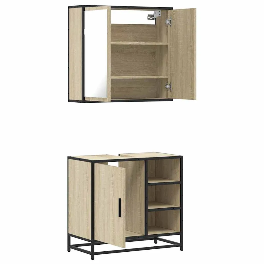 Ensemble de meubles de salle de bain 2 pcs chêne sonoma - 8