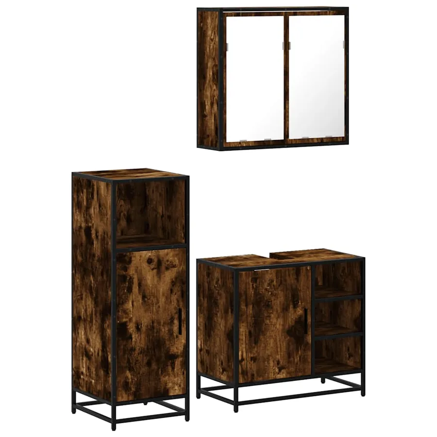 Ensemble de meubles de salle de bain 3 pcs Chêne fumé - 2