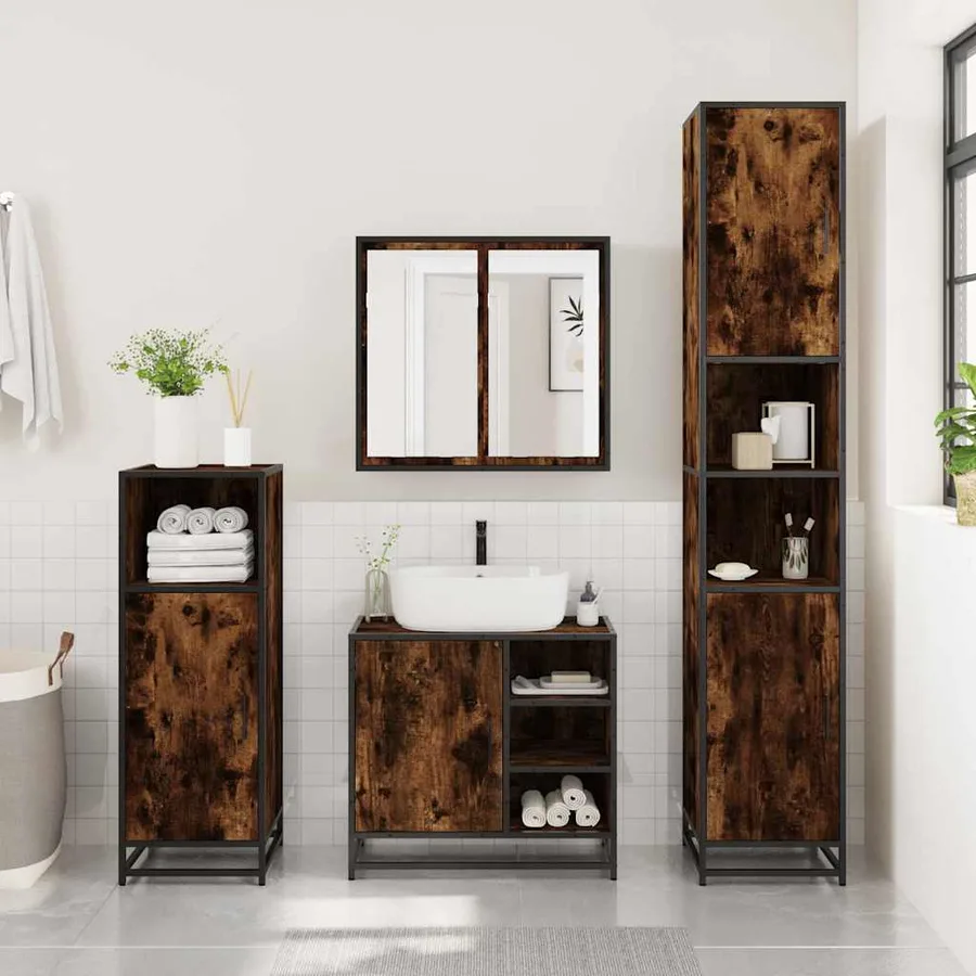 Ensemble de meubles de salle de bain 3 pcs Chêne fumé - 3
