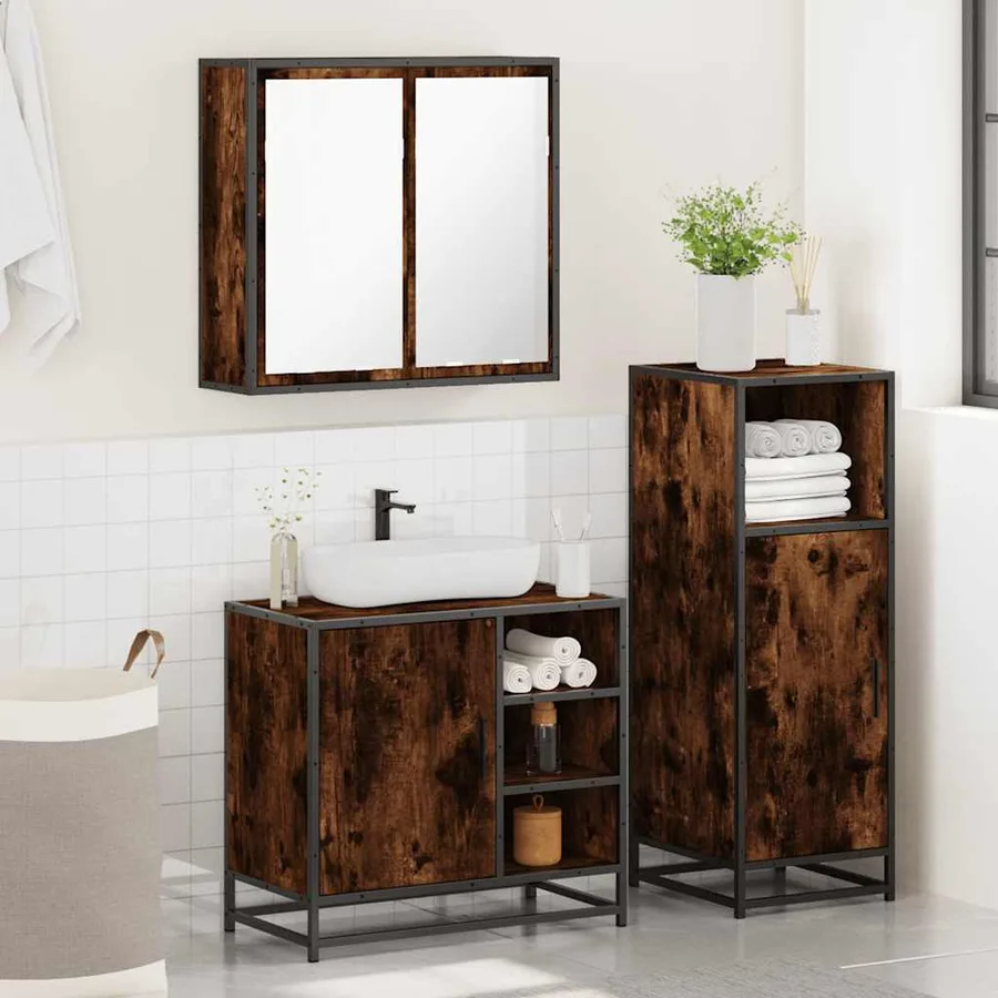 Ensemble de meubles de salle de bain 3 pcs Chêne fumé - 4