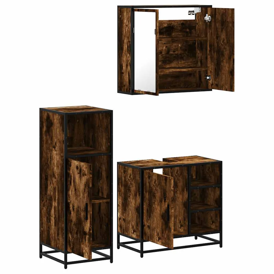 Ensemble de meubles de salle de bain 3 pcs Chêne fumé - 6