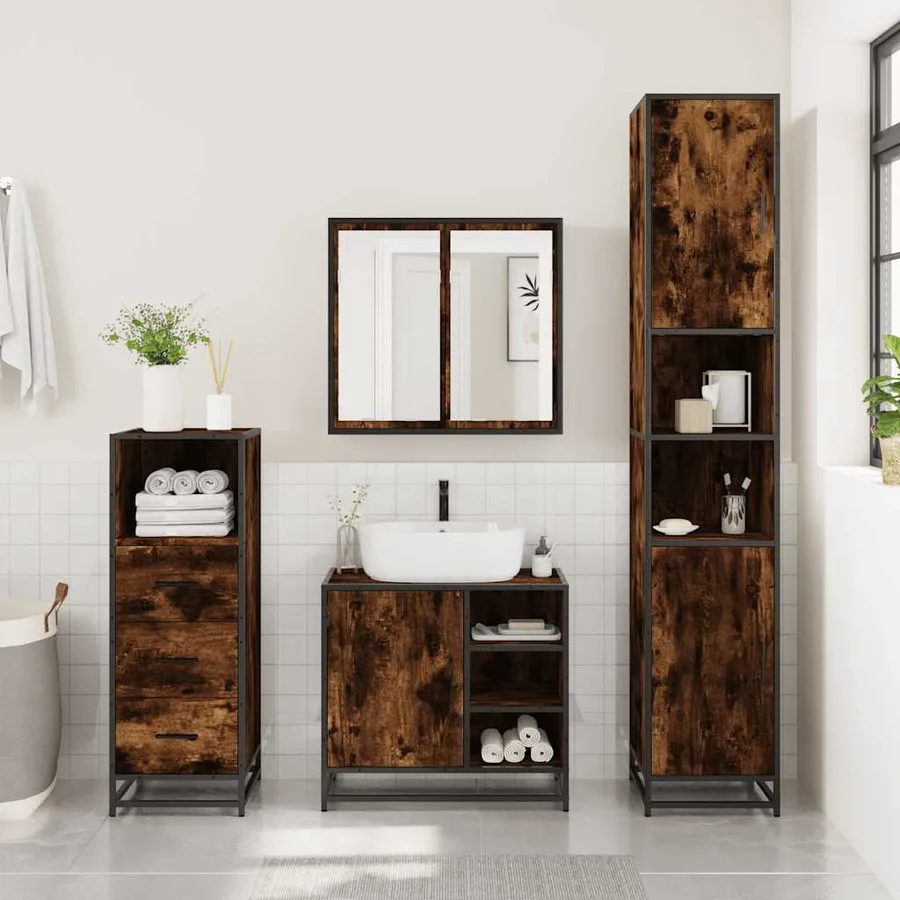 Ensemble de meubles de salle de bain 3 pcs Chêne fumé - 3