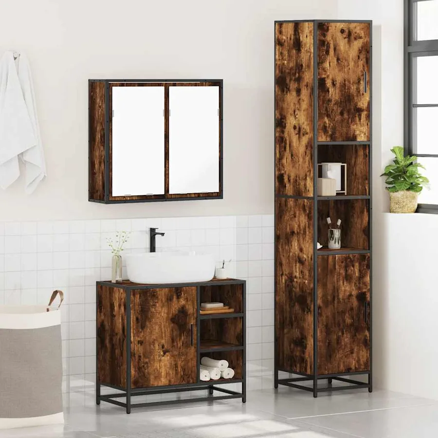 Ensemble de meubles de salle de bain 3 pcs Chêne fumé - 4