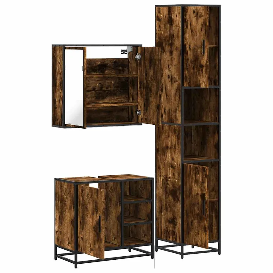 Ensemble de meubles de salle de bain 3 pcs Chêne fumé - 8