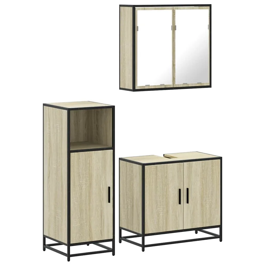 Ensemble de meubles de salle de bain 3 pcs chêne sonoma - 2