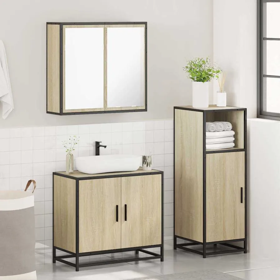 Ensemble de meubles de salle de bain 3 pcs chêne sonoma - 4