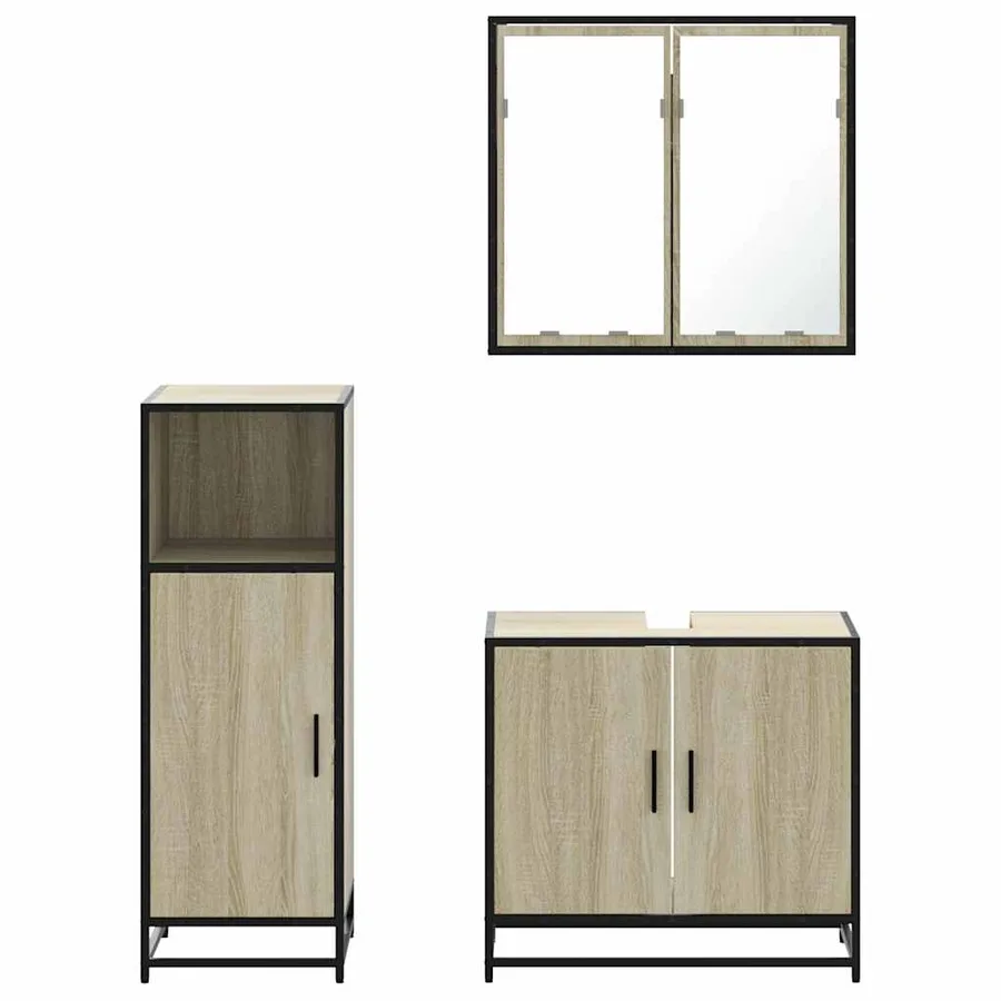 Ensemble de meubles de salle de bain 3 pcs chêne sonoma - 5