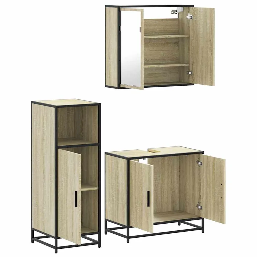 Ensemble de meubles de salle de bain 3 pcs chêne sonoma - 6
