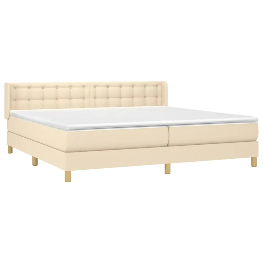 Sommier à lattes de lit avec matelas Crème 200x200 cm Tissu - 3