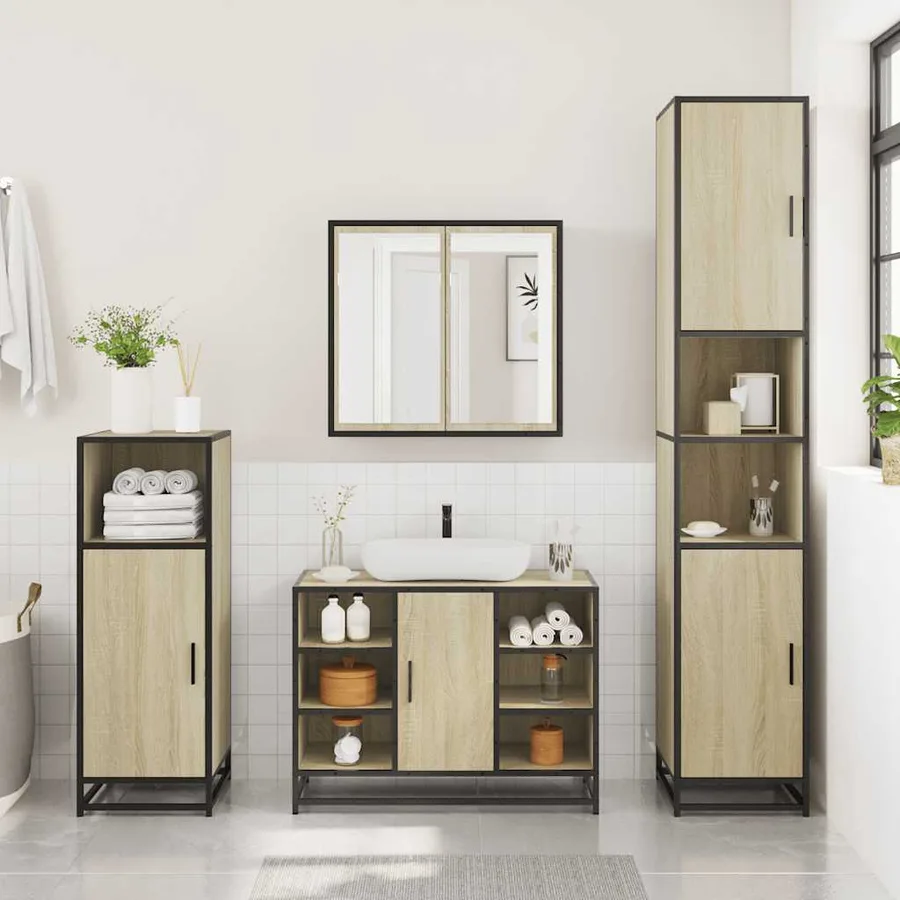 Ensemble de meubles de salle de bain 3 pcs chêne sonoma - 3