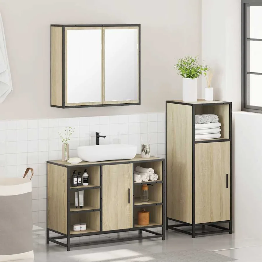 Ensemble de meubles de salle de bain 3 pcs chêne sonoma - 4