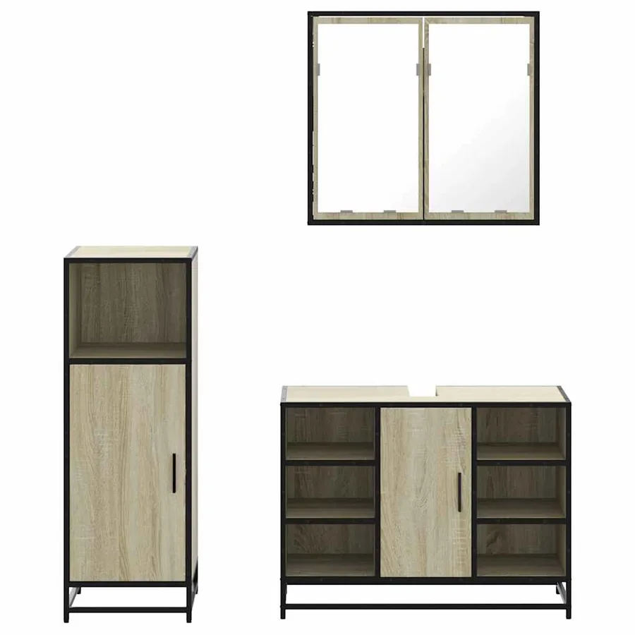 Ensemble de meubles de salle de bain 3 pcs chêne sonoma - 5