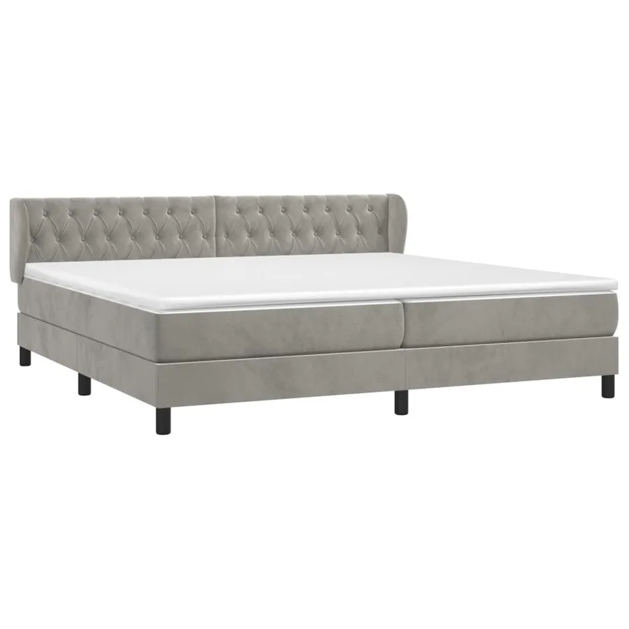 Sommier à lattes de lit et matelas Gris clair 200x200cm Velours - 3