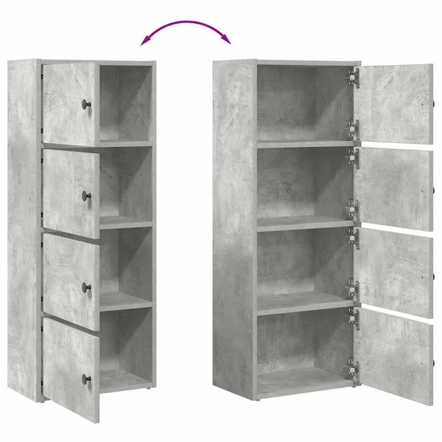 Bibliothèque gris béton 40x24x102 cm bois d'ingénierie - 8