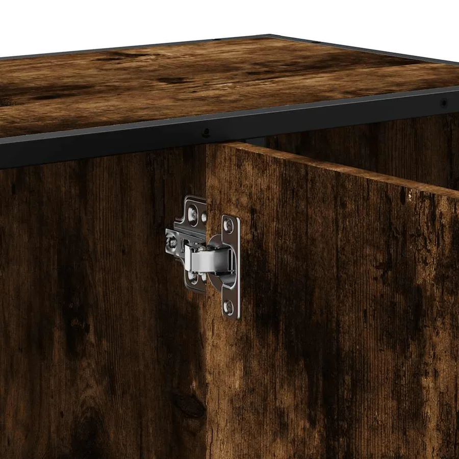 Armoire lavabo de salle de bain chêne fumé bois d'ingénierie - 10