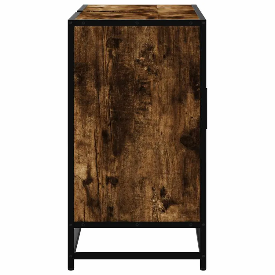 Armoire lavabo de salle de bain chêne fumé bois d'ingénierie - 7