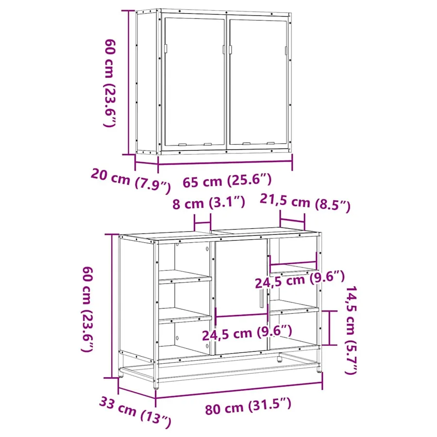 Ensemble de meubles de salle de bain 2 pcs Chêne fumé - 11