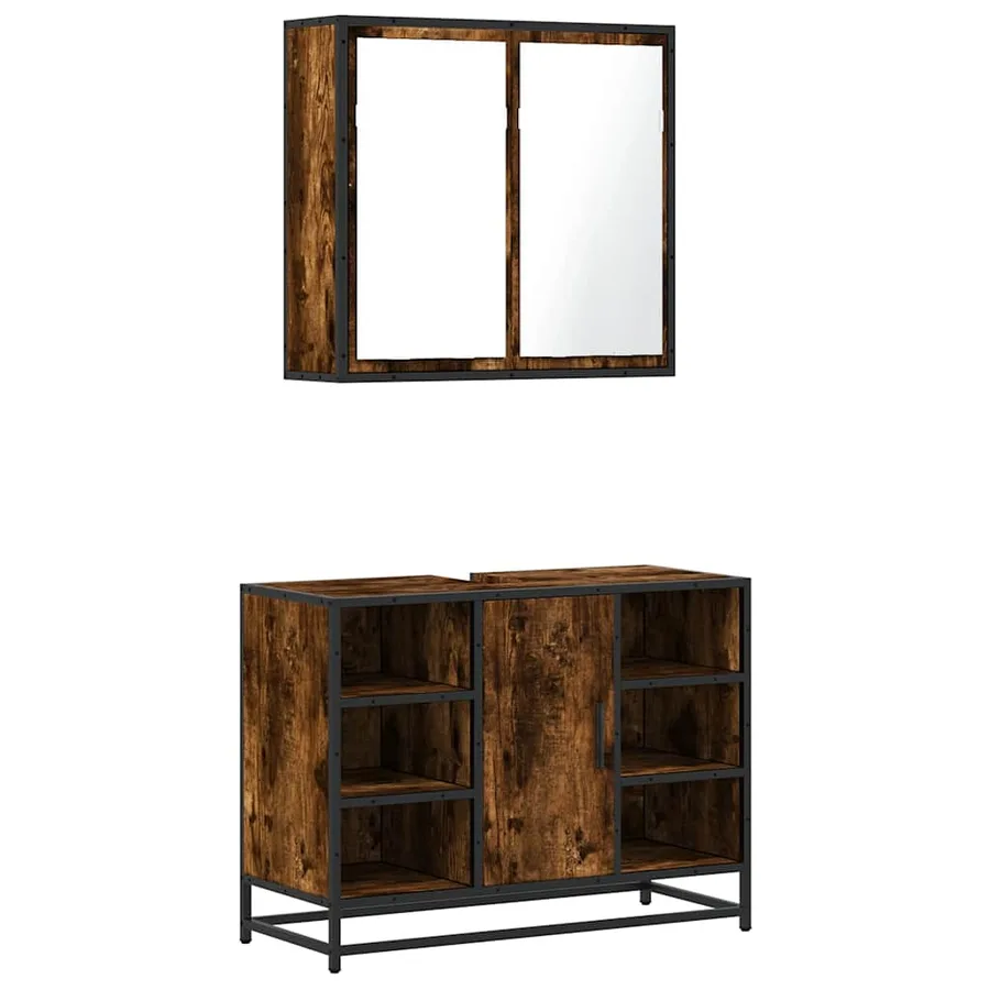 Ensemble de meubles de salle de bain 2 pcs Chêne fumé - 2