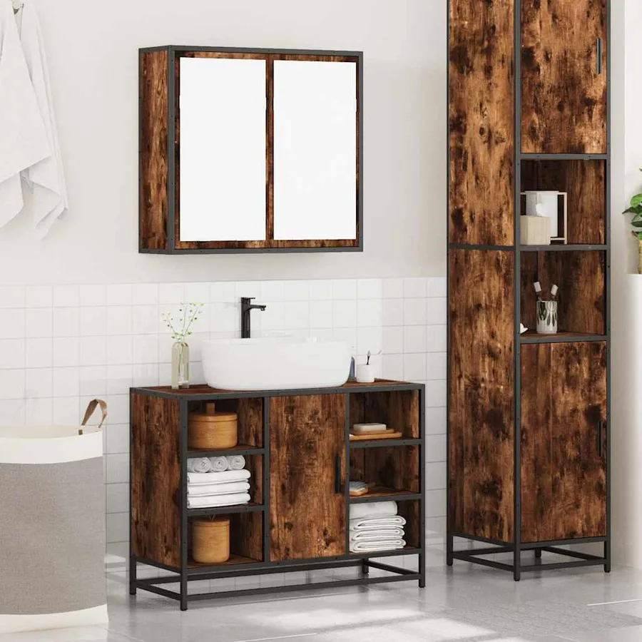 Ensemble de meubles de salle de bain 2 pcs Chêne fumé - 3