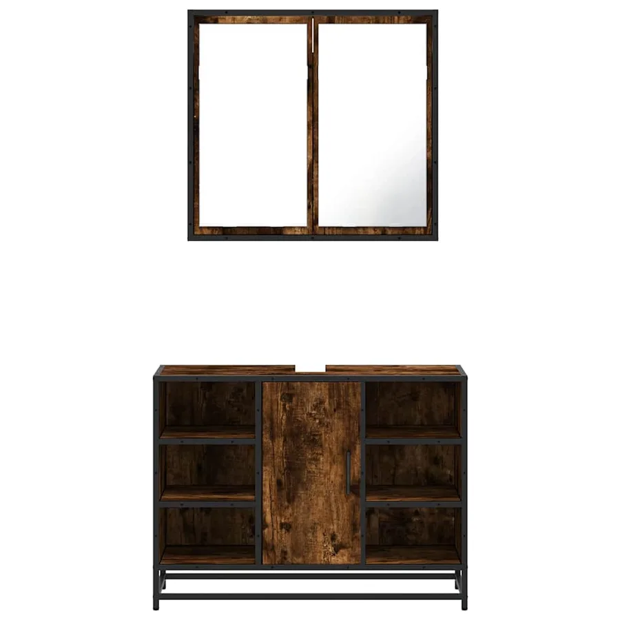 Ensemble de meubles de salle de bain 2 pcs Chêne fumé - 5