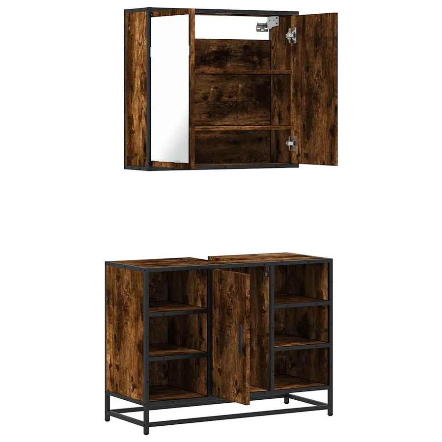 Ensemble de meubles de salle de bain 2 pcs Chêne fumé - 8