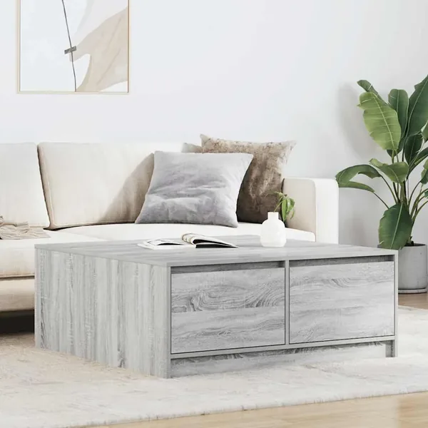 Table basse avec tiroirs sonoma gris 100x100x40 cm