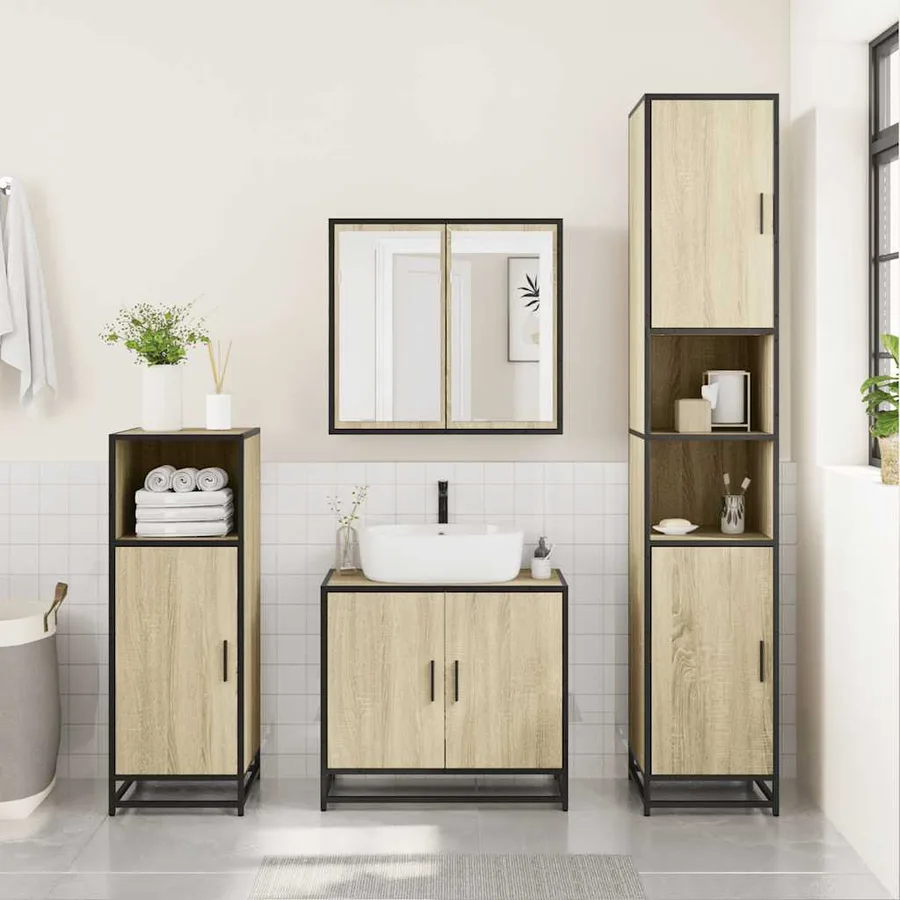 Ensemble de meubles de salle de bain 3 pcs chêne sonoma - 3