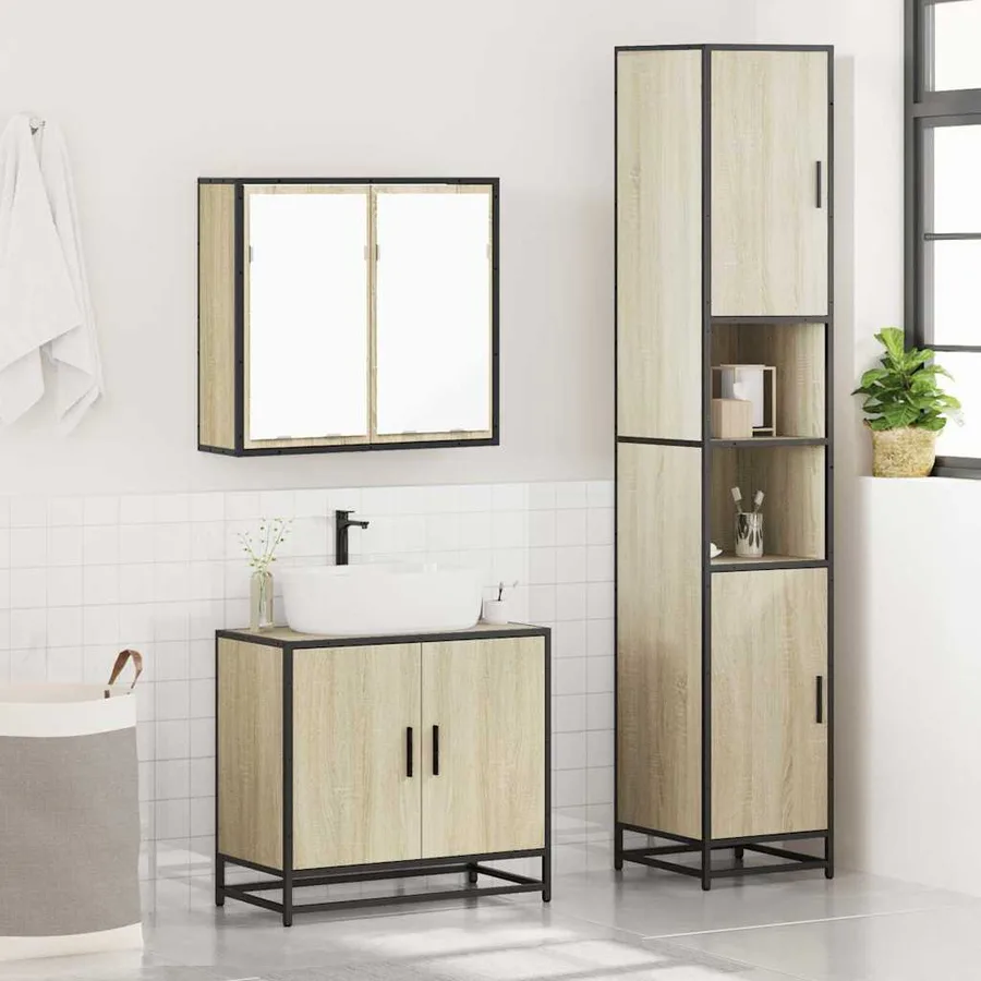 Ensemble de meubles de salle de bain 3 pcs chêne sonoma - 4