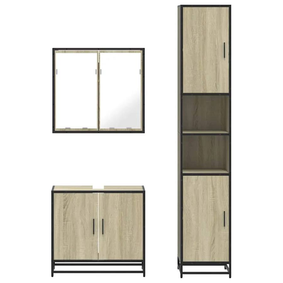 Ensemble de meubles de salle de bain 3 pcs chêne sonoma - 5