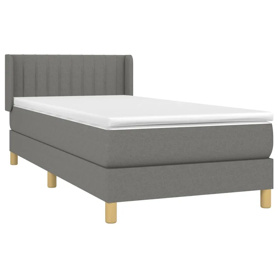 Sommier à lattes de lit avec matelas Gris foncé 80x200 cm Tissu - 3