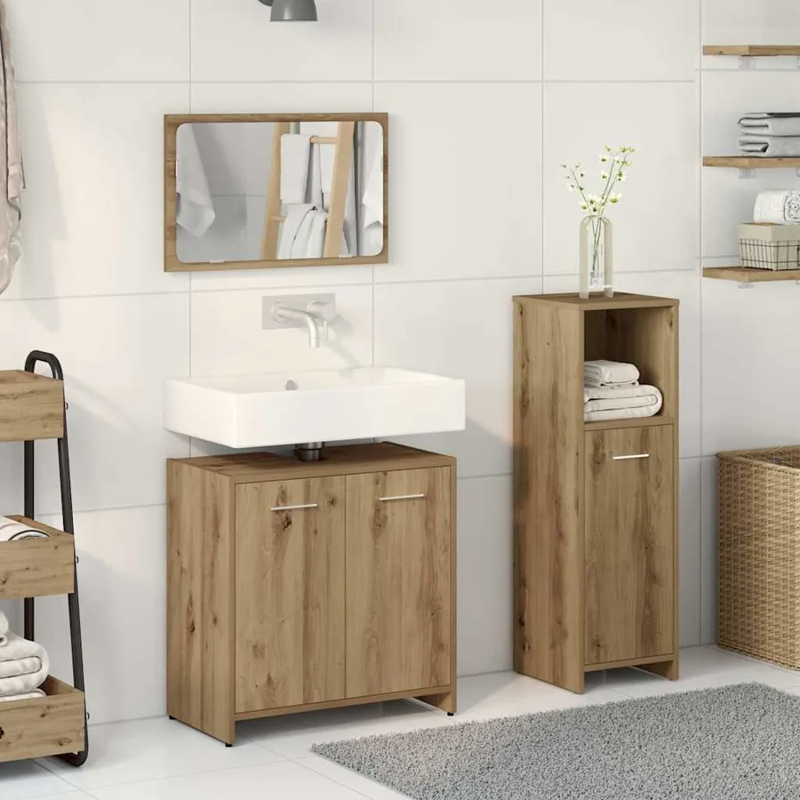 Ensemble de meubles salle de bain 3 pcs bois d'ingénierie - 3