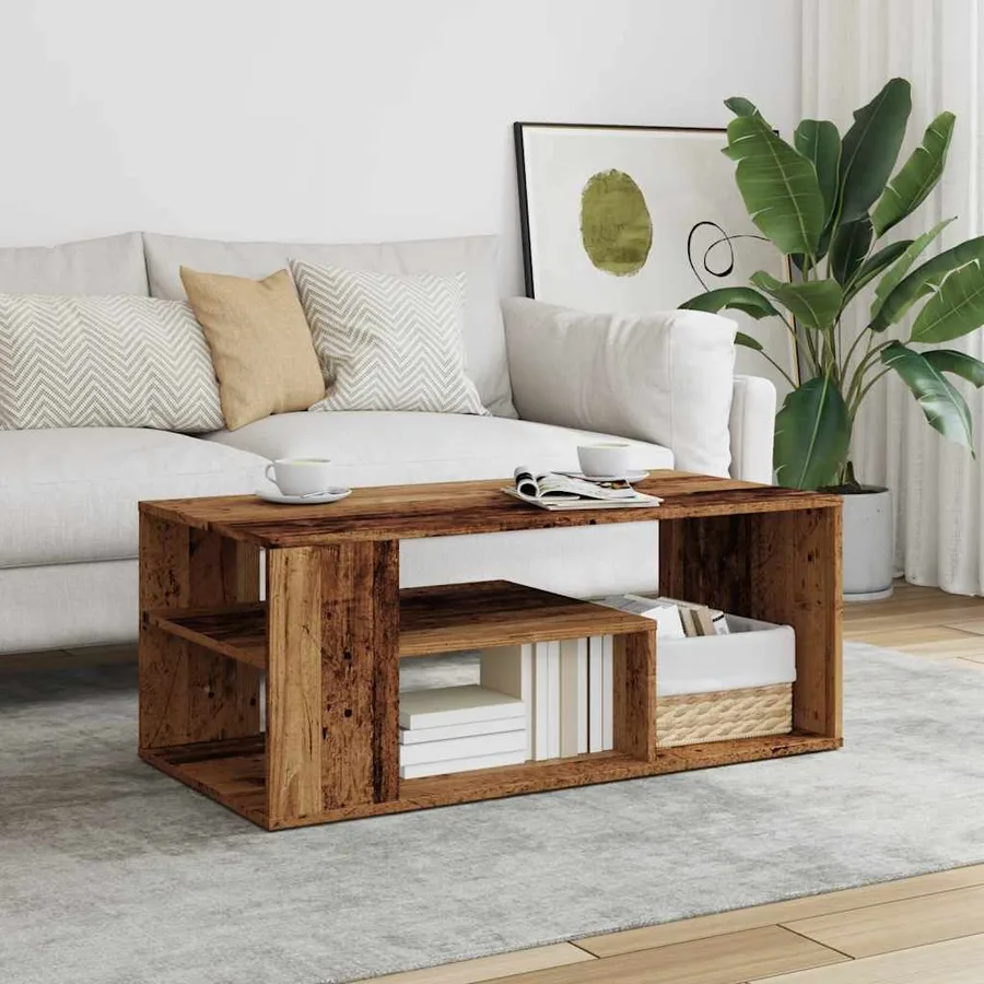 Table d'appoint vieux bois 100x50x40 cm bois d'ingénierie - 3