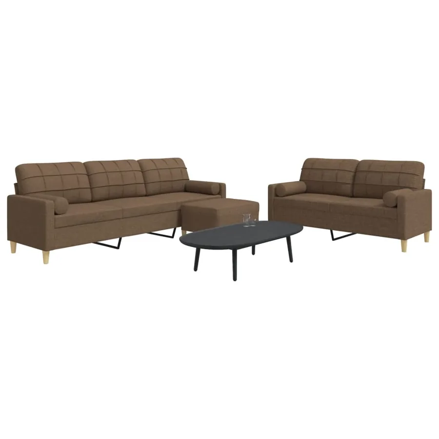 Ensemble de canapés 3 pcs repose-pied et coussins décoratifs