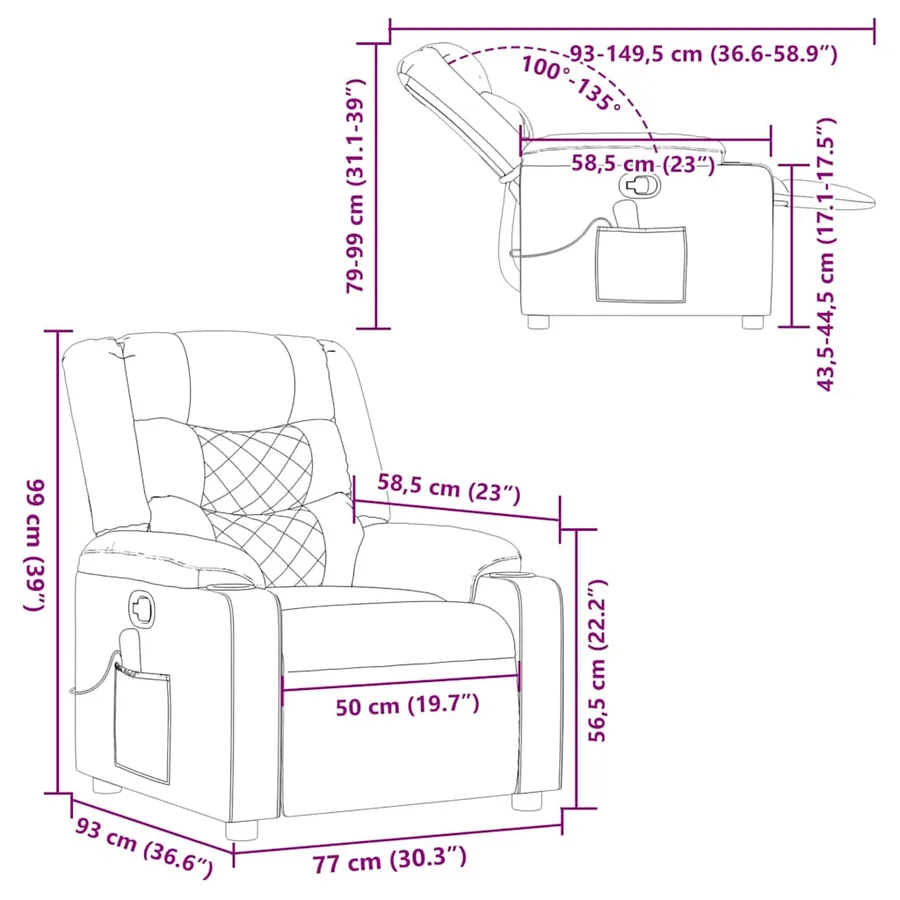 Fauteuil de massage inclinable Vert foncé Tissu - 13