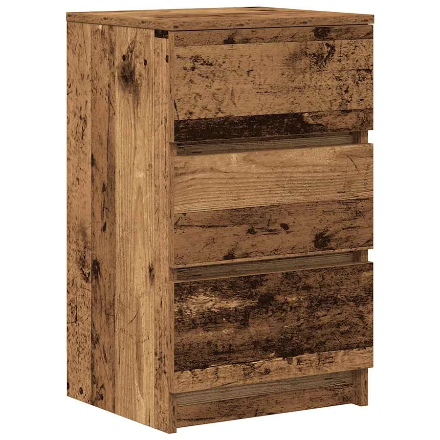 Table de chevet avec 3 tiroirs vieux bois 39x35x65 cm - 2