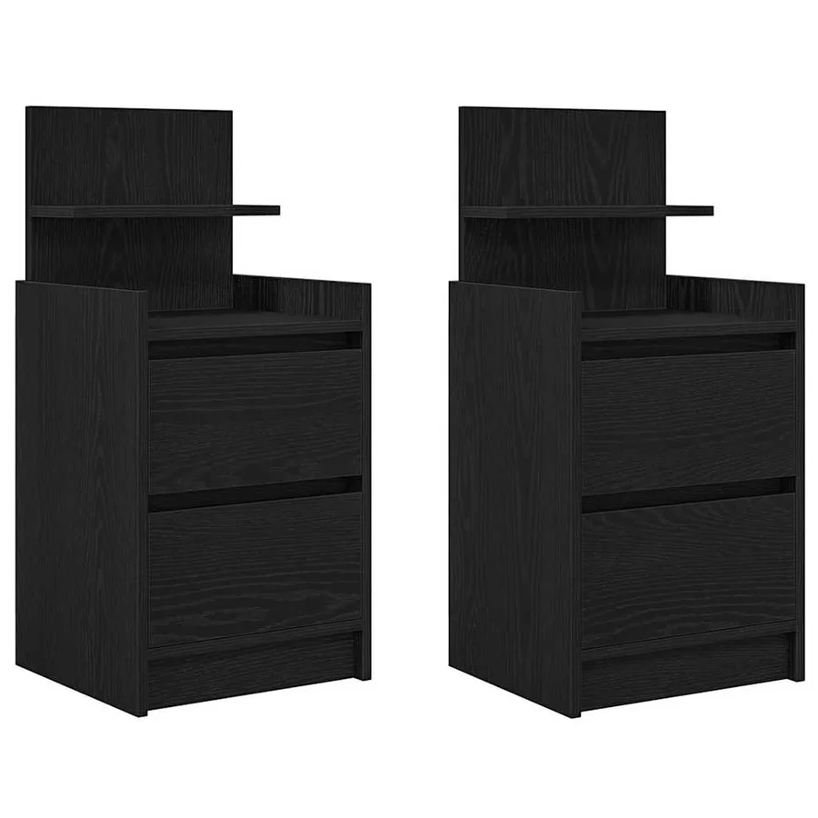 Tables de chevet avec 2 tiroirs 2 pcs chêne noir 38x34x80 cm - 2
