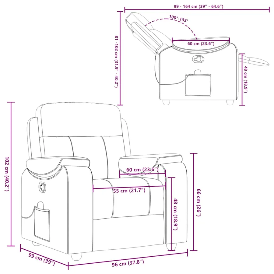 Fauteuil de massage inclinable Taupe Tissu - 13